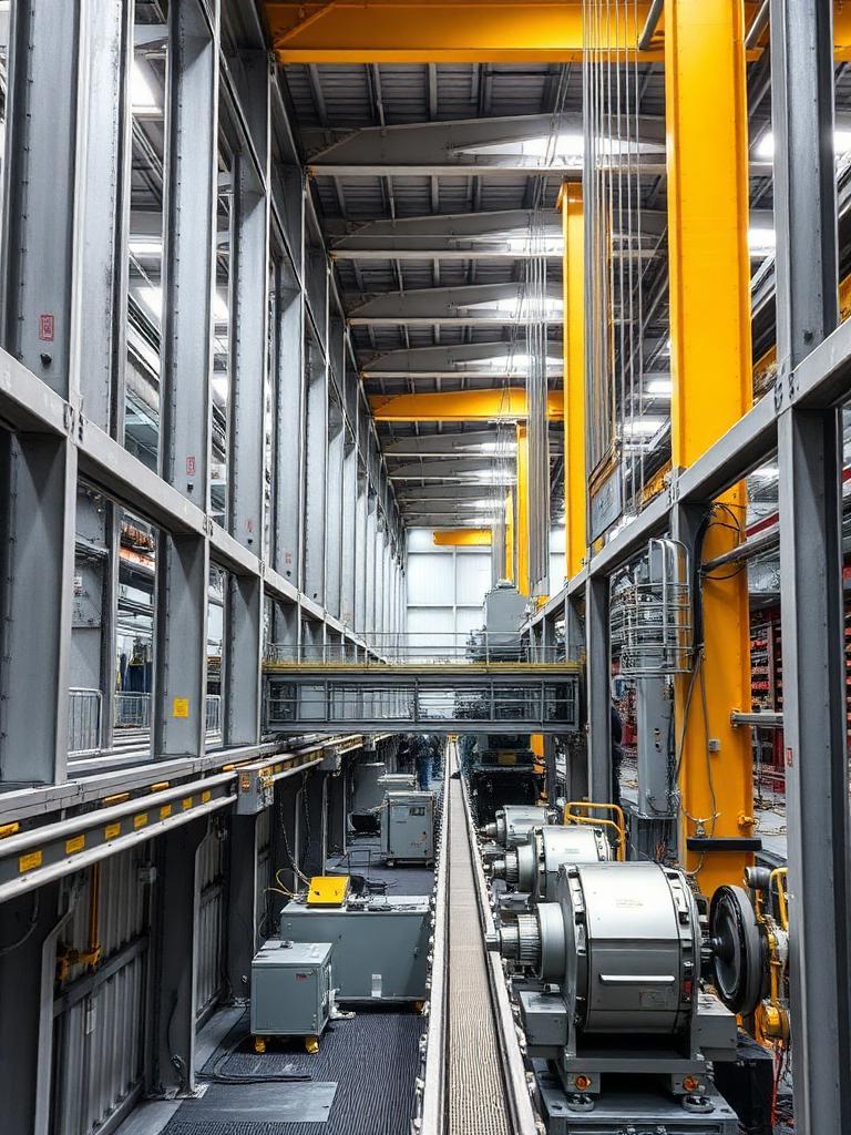 Industrial engineering facility with machinery